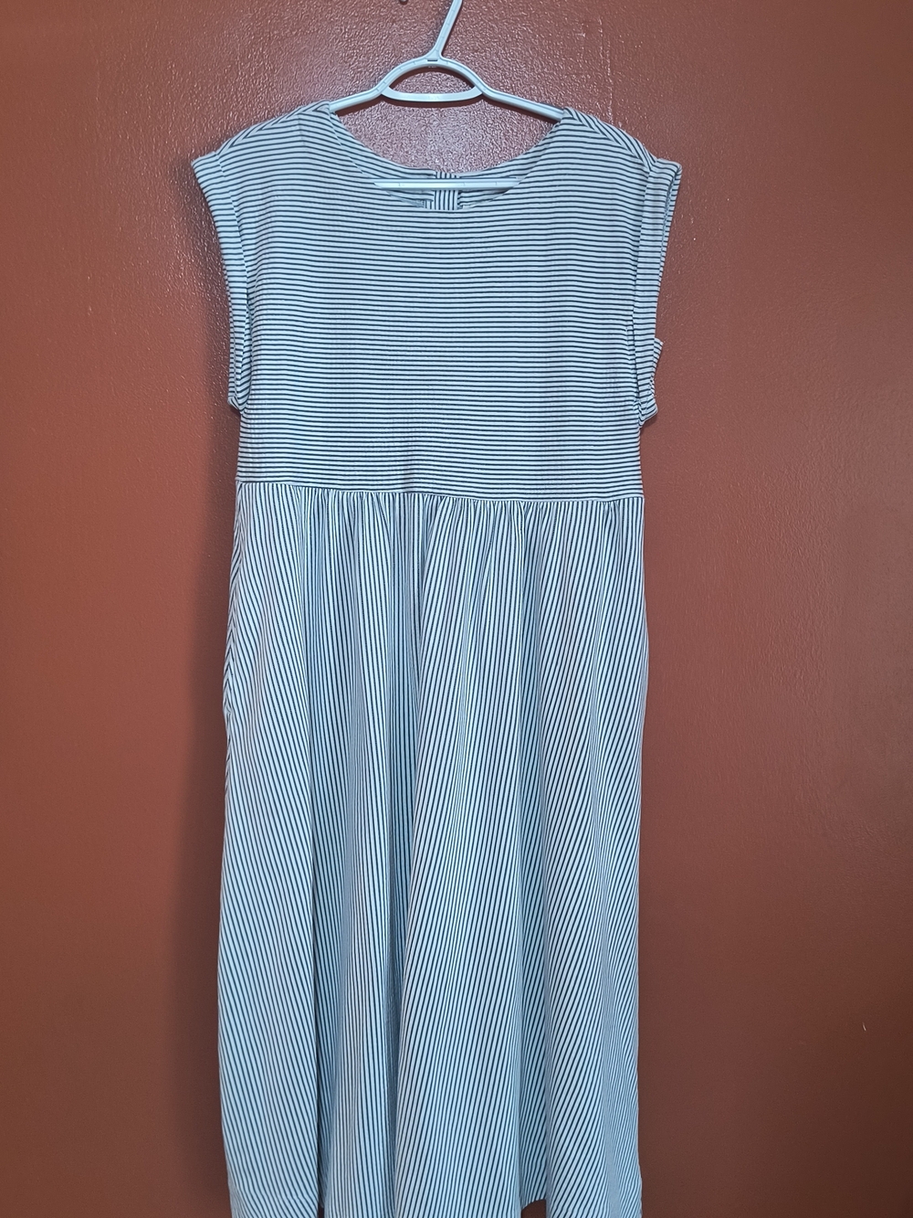 Anthropologie Blue & White Striped Midi Dress